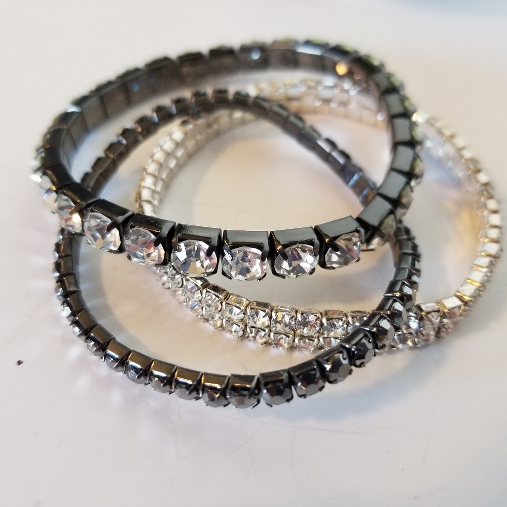 Rhinestone bracelet trio